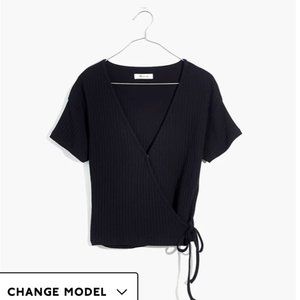 Madewell RIBBED WRAP CROP TOP (xs)